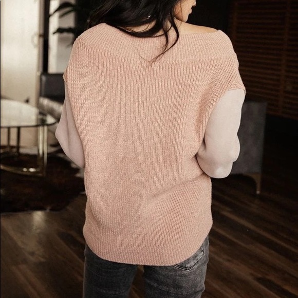 Bohme Contrast Sleeve Sweater - Pink - Picture 12 of 12